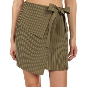 A.L.C. Green Pleated Wrap Mini Skirt Bow Womens Size 8 City Chic***